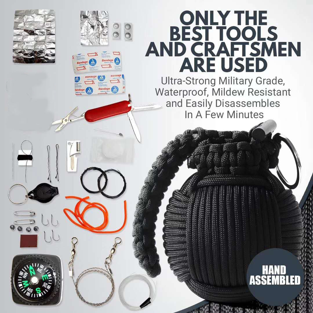 Compact Paracord Survival Kit – Assorted Emergency Tools in a Portable Carry Case