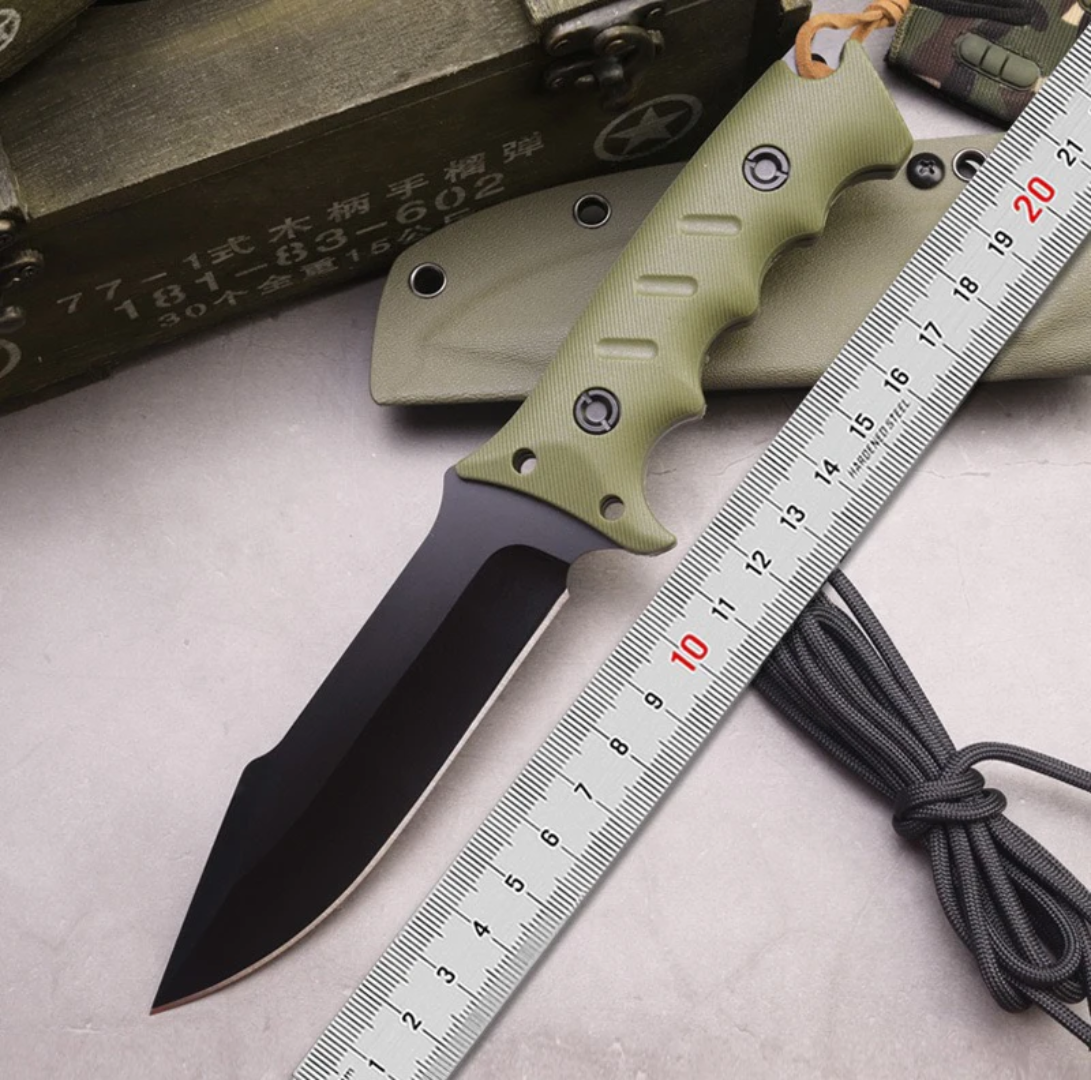 Hunter - Black & Green Fixed Blade Knife – Precision, Strength & Durability