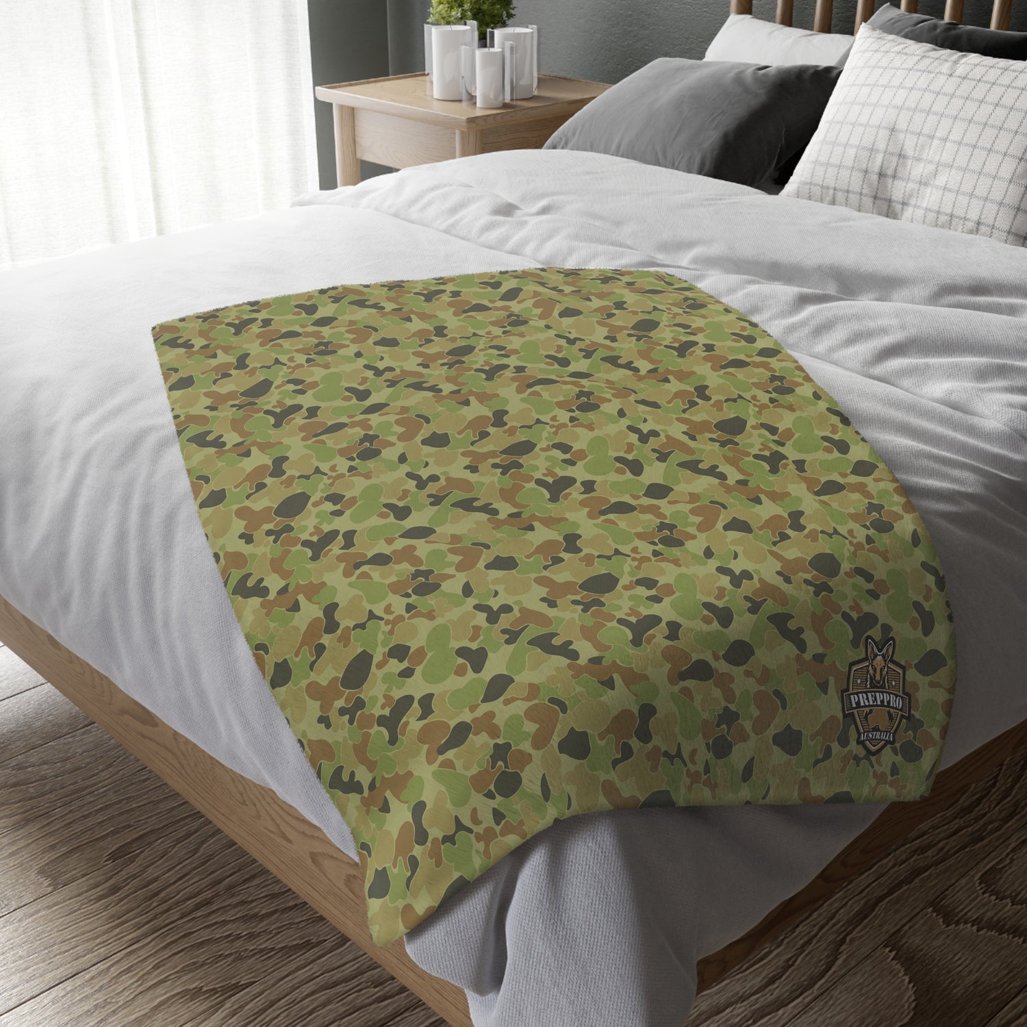 AusCam Velveteen Microfiber Blanket — Soft Two-Sided Camouflage Throw