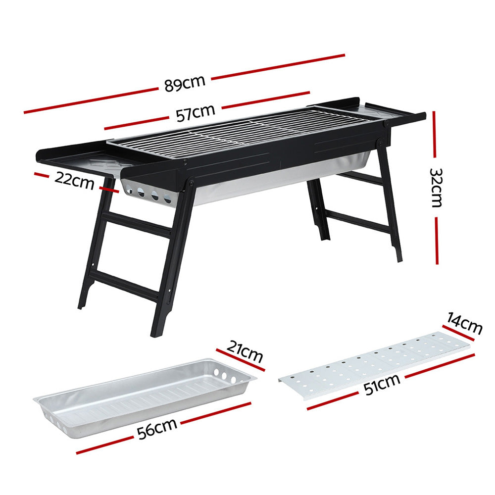 Grillz Foldable Charcoal BBQ Grill with Removable Ashtray, 60cm Grill