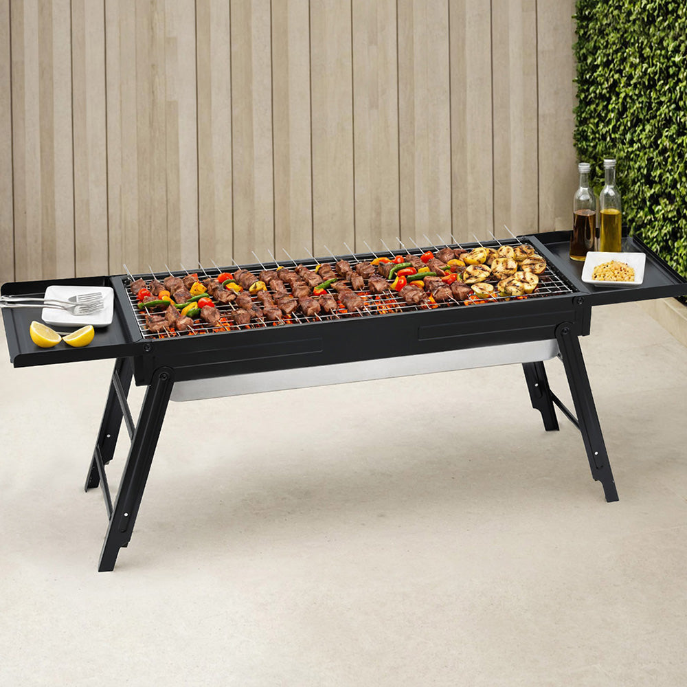 Grillz Foldable Charcoal BBQ Grill with Removable Ashtray, 60cm Grill