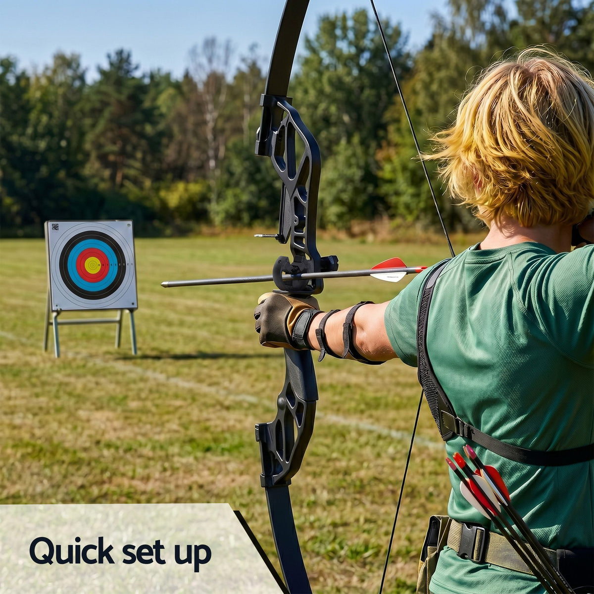 Everfit 55lb Recurve Takedown Bow & Arrow Set, Red