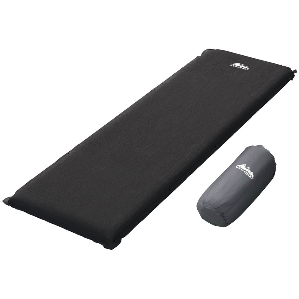 Weisshorn Single Self-Inflating Camping Mat, 187 x 66 x 9.5cm, Black
