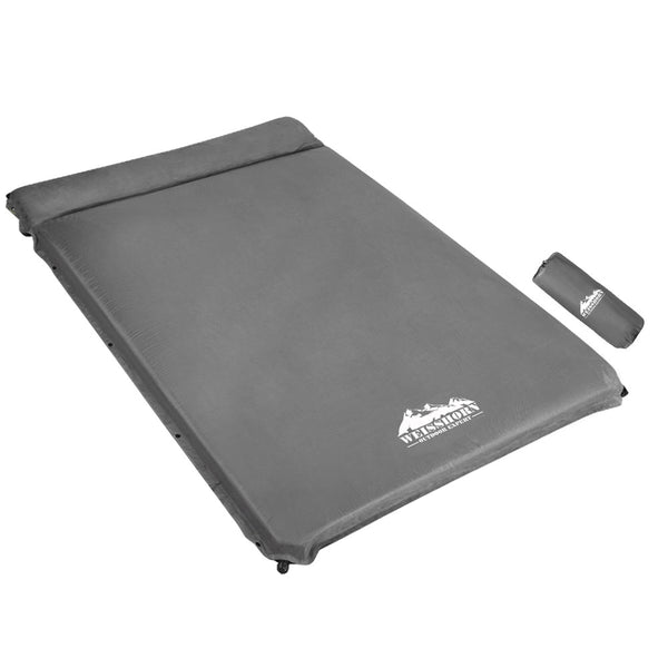 Weisshorn Double Self-Inflating Camping Mat, 199 x 137 x 4cm, Grey