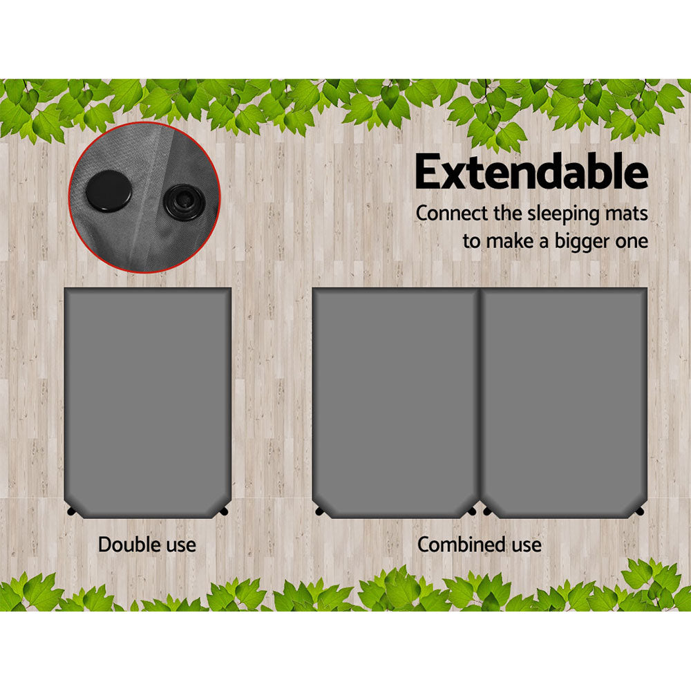 Weisshorn Double Self-Inflating Camping Mat, 199 x 137 x 4cm, Grey