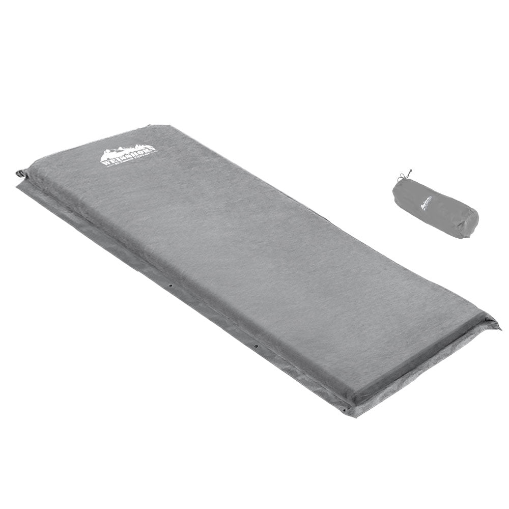 Weisshorn Single Self-Inflating Camping Mat, 187 x 66 x 9.5cm, Grey