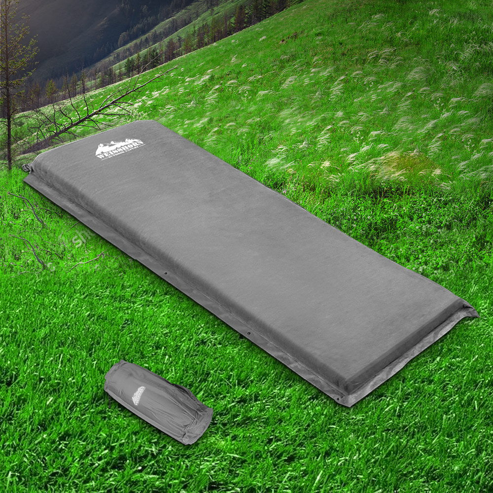 Weisshorn Single Self-Inflating Camping Mat, 187 x 66 x 9.5cm, Grey
