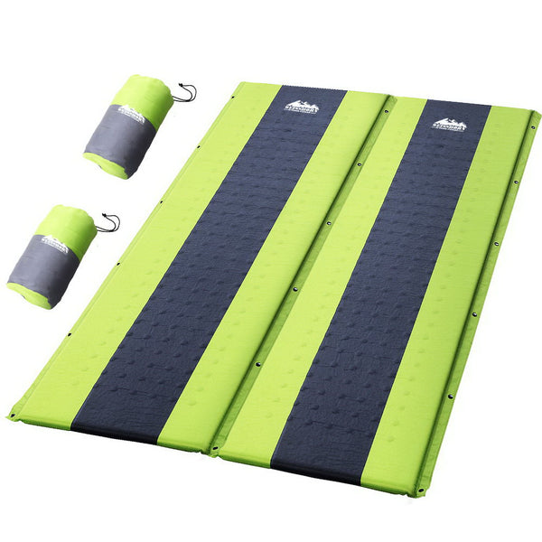 Weisshorn Double Self-Inflating Camping Mat, 190 x 128 x 2.5cm, Green