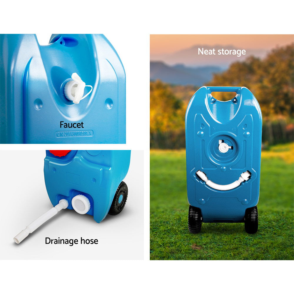 Weisshorn 40L Wheeled Water Container with Tap, Blue