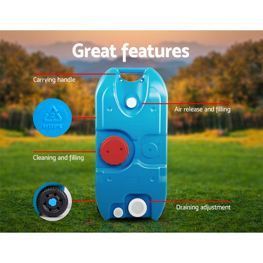 Weisshorn 40L Wheeled Water Container with Tap, Blue