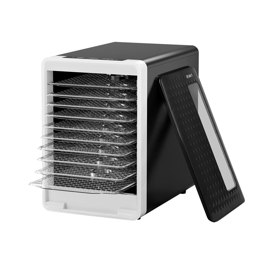 Devanti Food Dehydrator, 10 Plastic Trays, 550W, Clear Door, Digital Timer