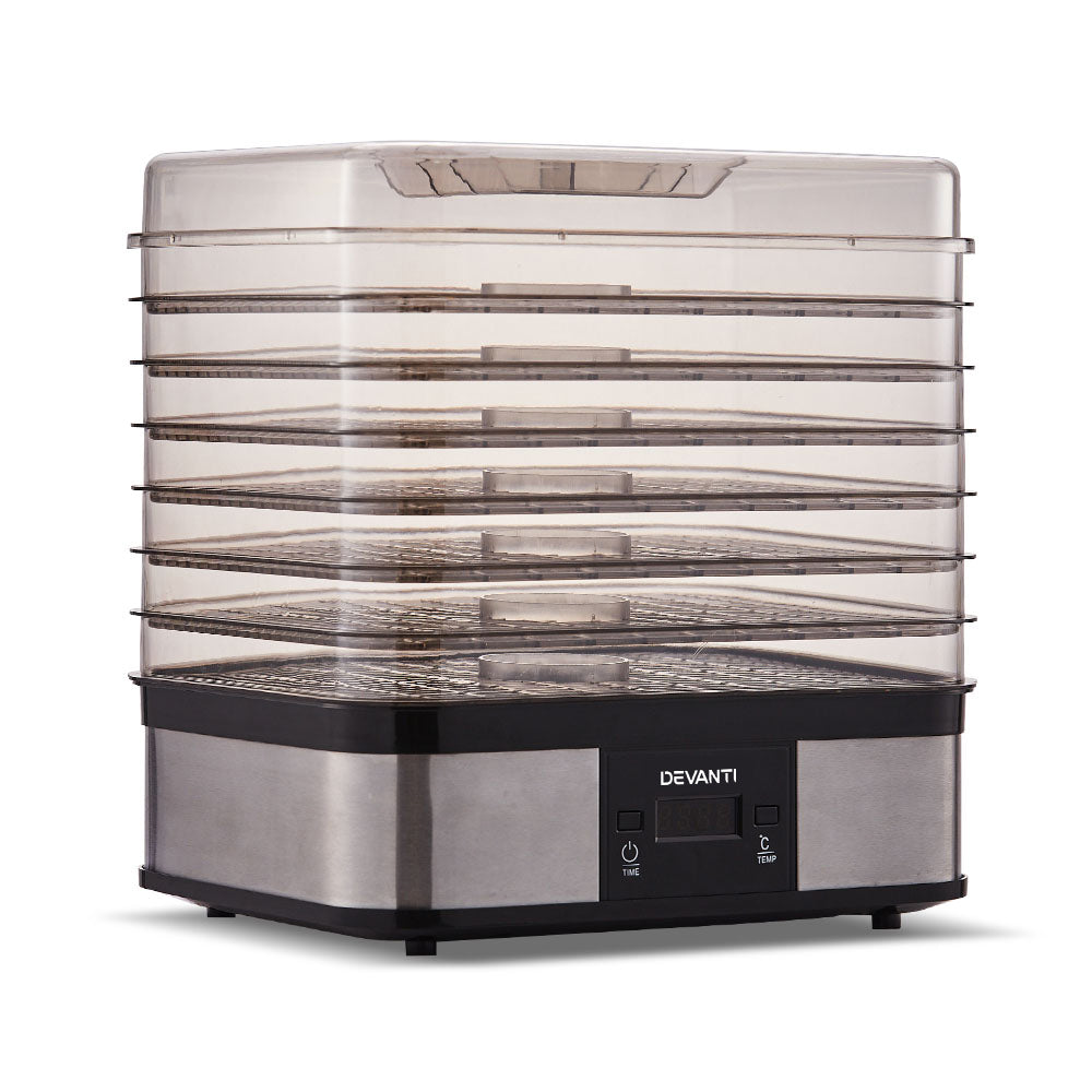 Devanti Food Dehydrator, 7 Stackable Trays, 245W, LCD Timer