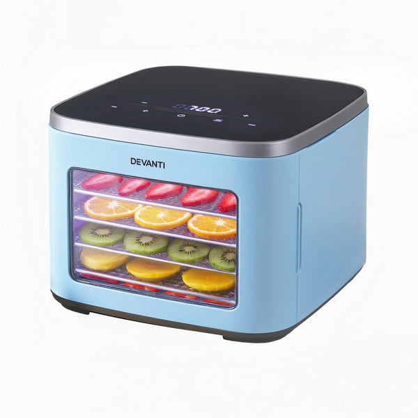 Devanti Compact Food Dehydrator, 5 Stainless Steel Trays, 500W, Blue