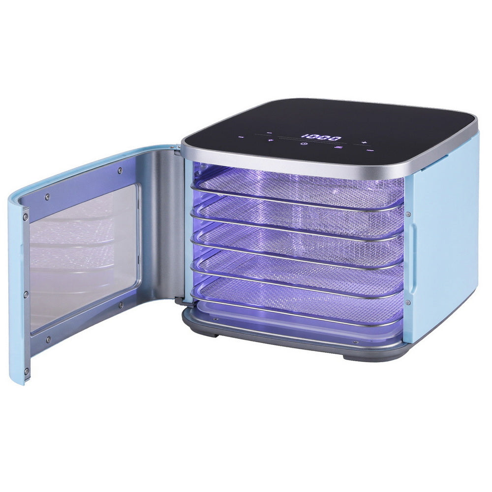 Devanti Compact Food Dehydrator, 5 Stainless Steel Trays, 500W, Blue