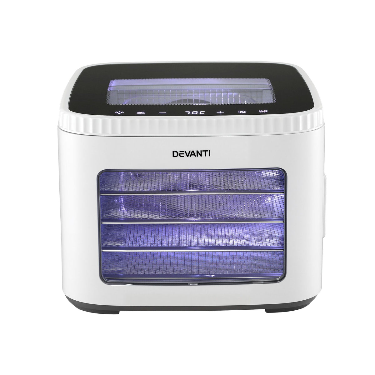 Devanti Compact Food Dehydrator, 5 Stainless Steel Trays, 500W, White
