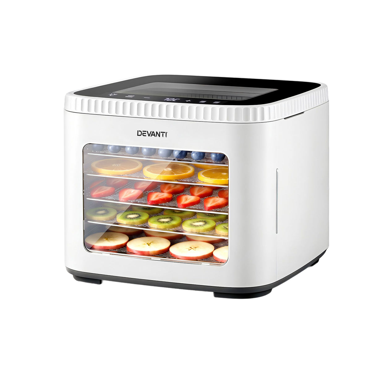 Devanti Compact Food Dehydrator, 5 Stainless Steel Trays, 500W, White
