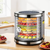 Devanti Food Dehydrator, 8 Stainless Steel Trays, 700W, Auto-Rotate, 10 Presets