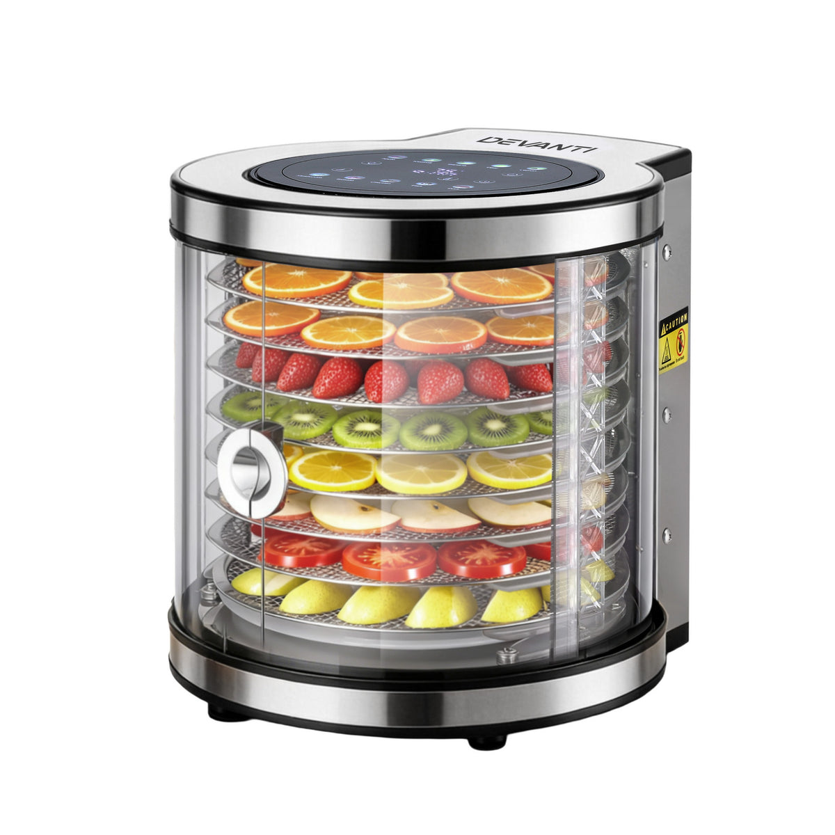 Devanti Food Dehydrator, 8 Stainless Steel Trays, 700W, Auto-Rotate, 10 Presets