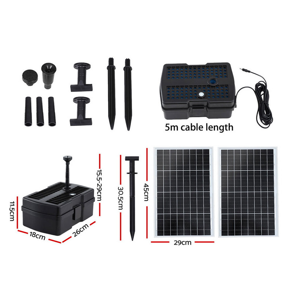 Gardeon Solar Pond Fountain Pump with Filter Box, 1190L/h