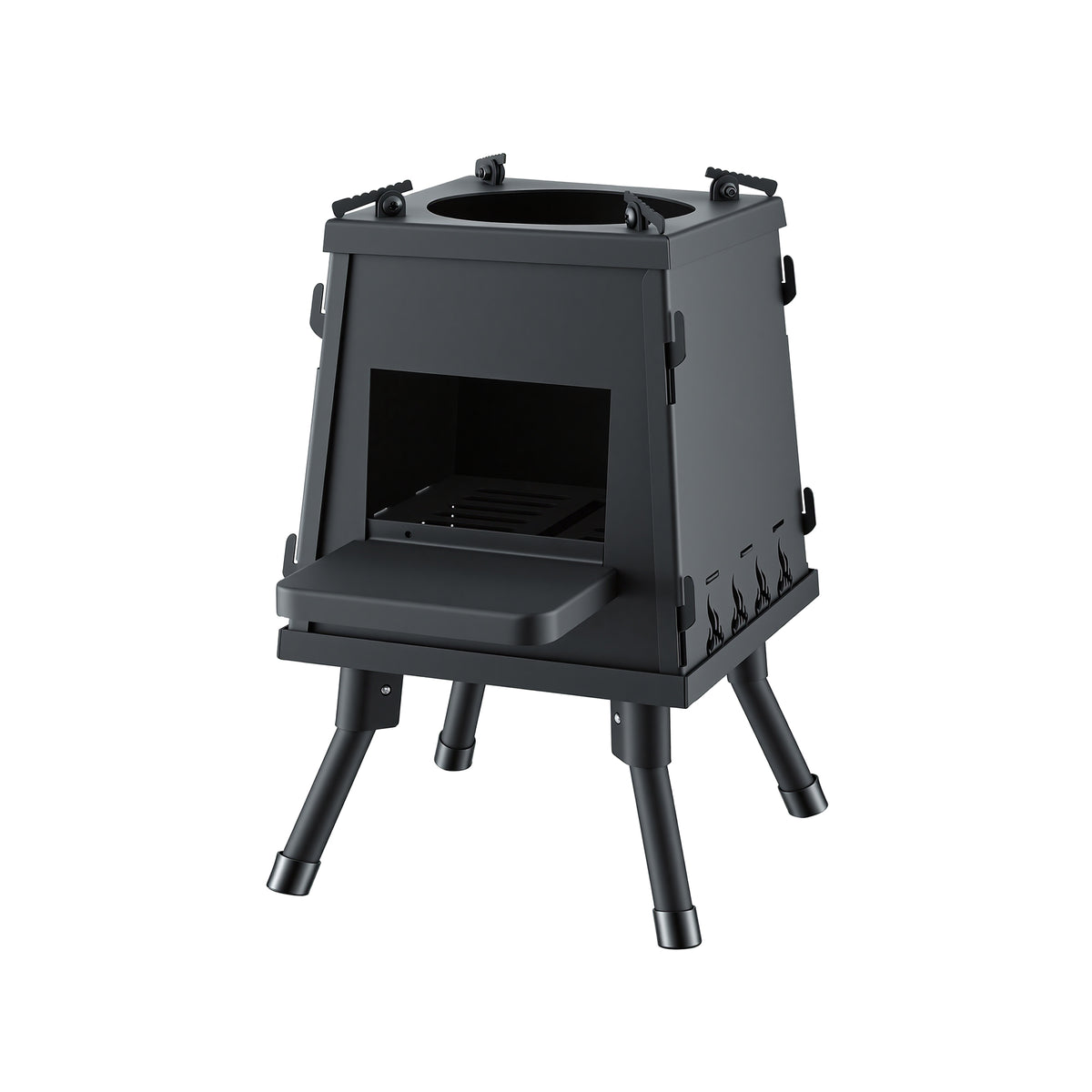 Grillz Portable Wood and Charcoal Stove, Foldable, with Carry Bag