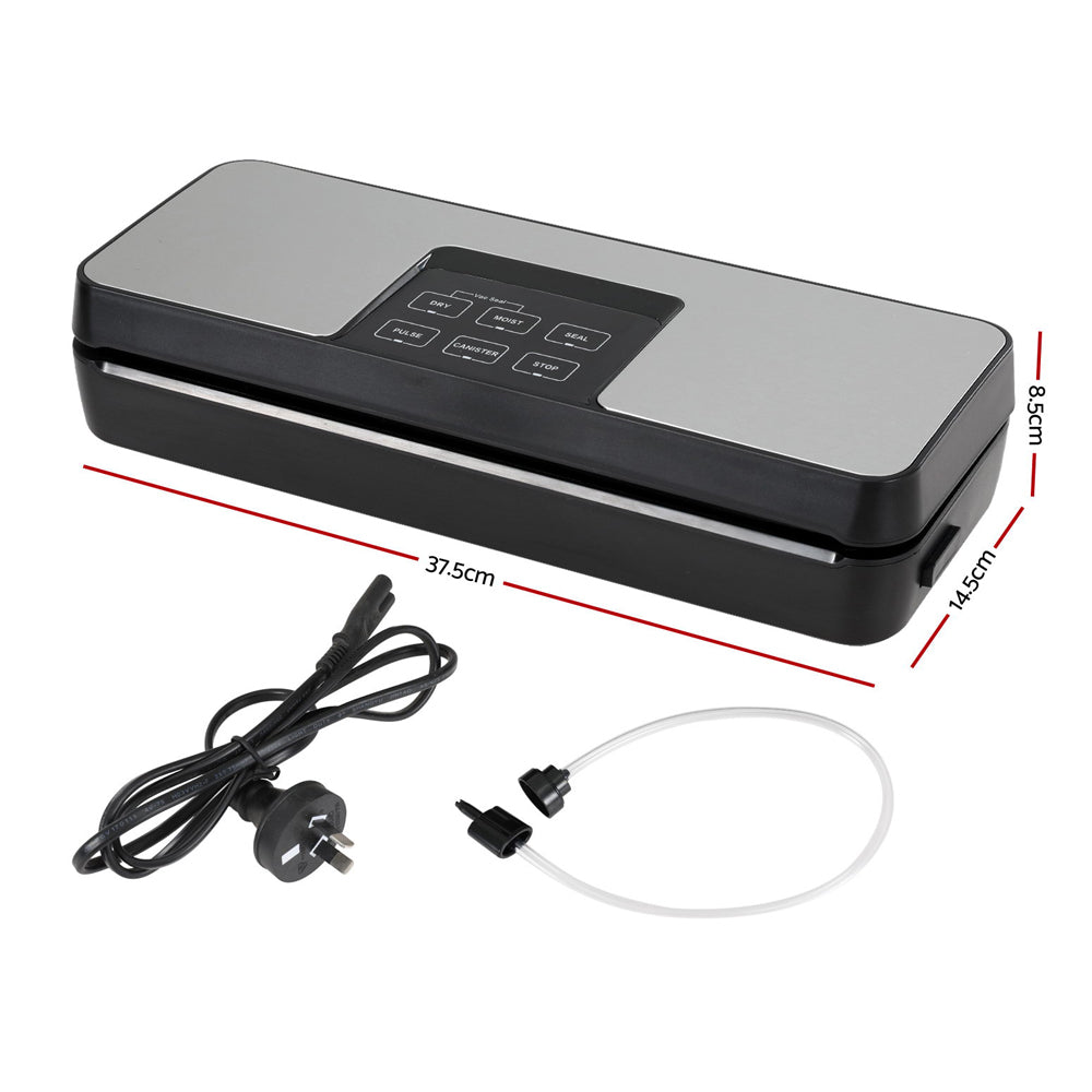 Devanti Food Vacuum Sealer, 5 Modes, Slide Cutter, Black