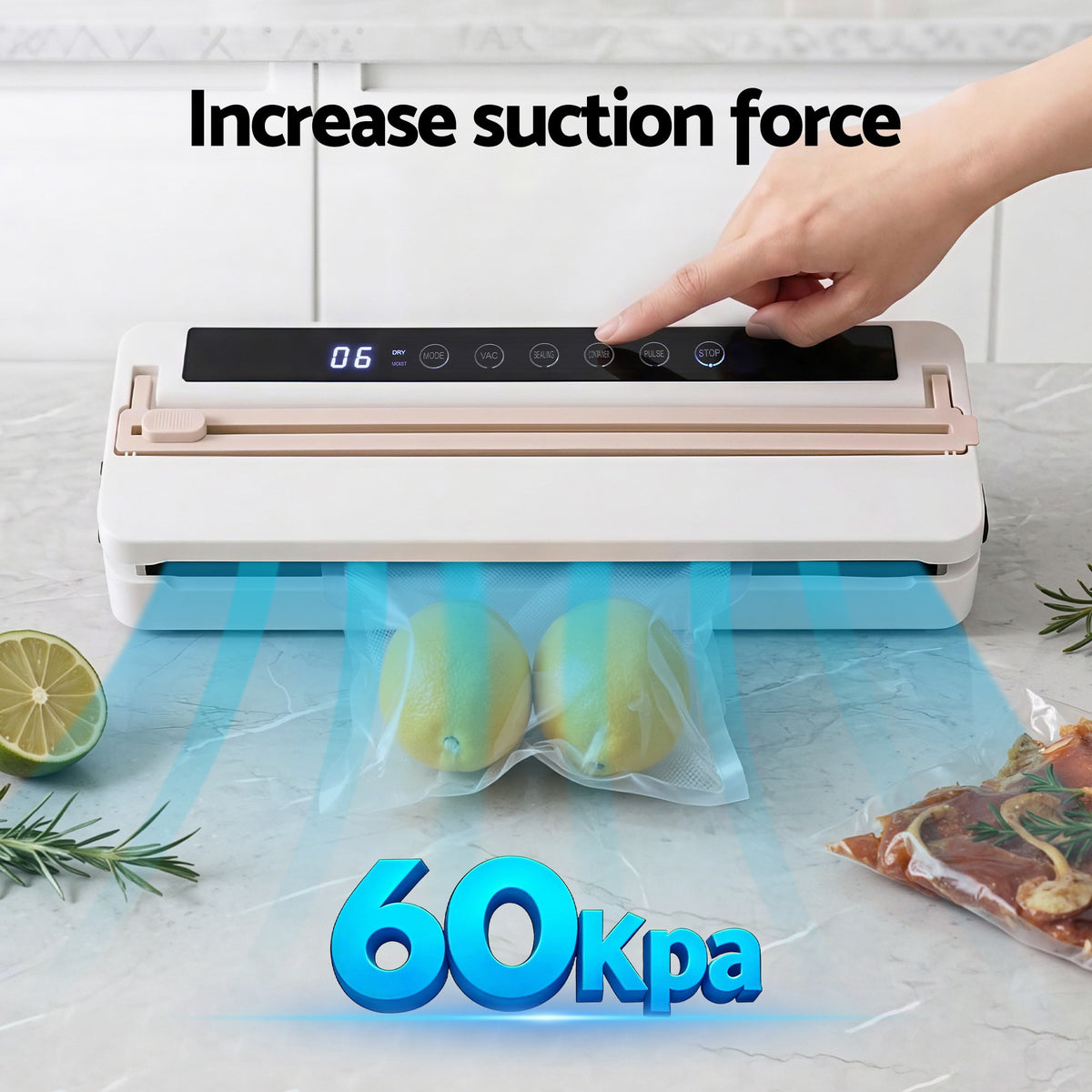 Devanti Food Vacuum Sealer, 6 Modes, LED Timer, White