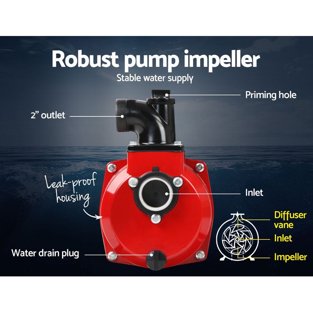Giantz 210cc Petrol Water Transfer Pump, 50mm Outlet, 30,000L/h