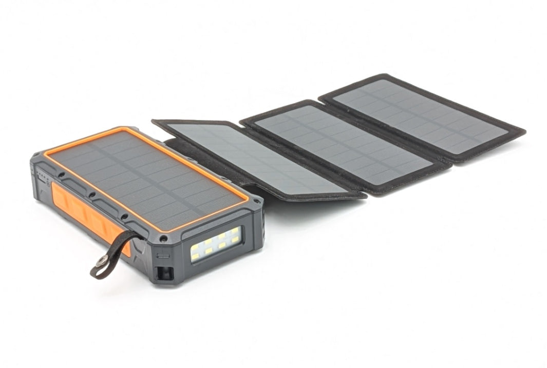 Fold Out Solar Battery Bank - Hand-crank, Cables & Wireless Charging - PrepPro Australia