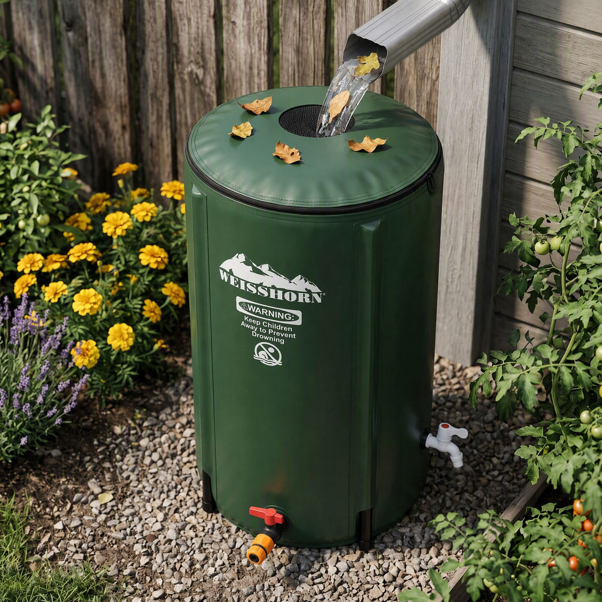 Weisshorn 100L Collapsible Rain Barrel with Tap and Mesh Filter