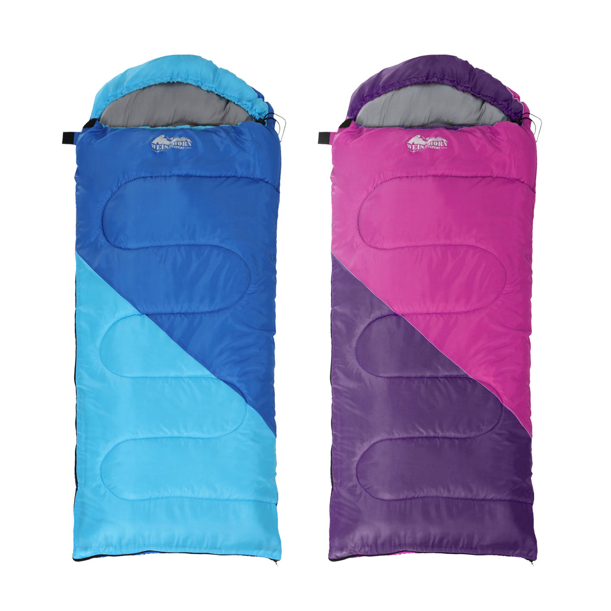 Weisshorn Kids Sleeping Bag Set of 2, 172cm, Blue and Pink