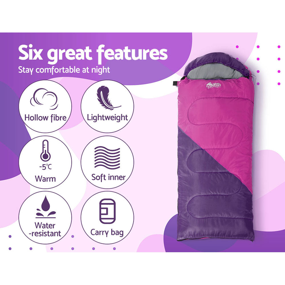 Weisshorn Kids Thermal Sleeping Bag, 172cm, Pink