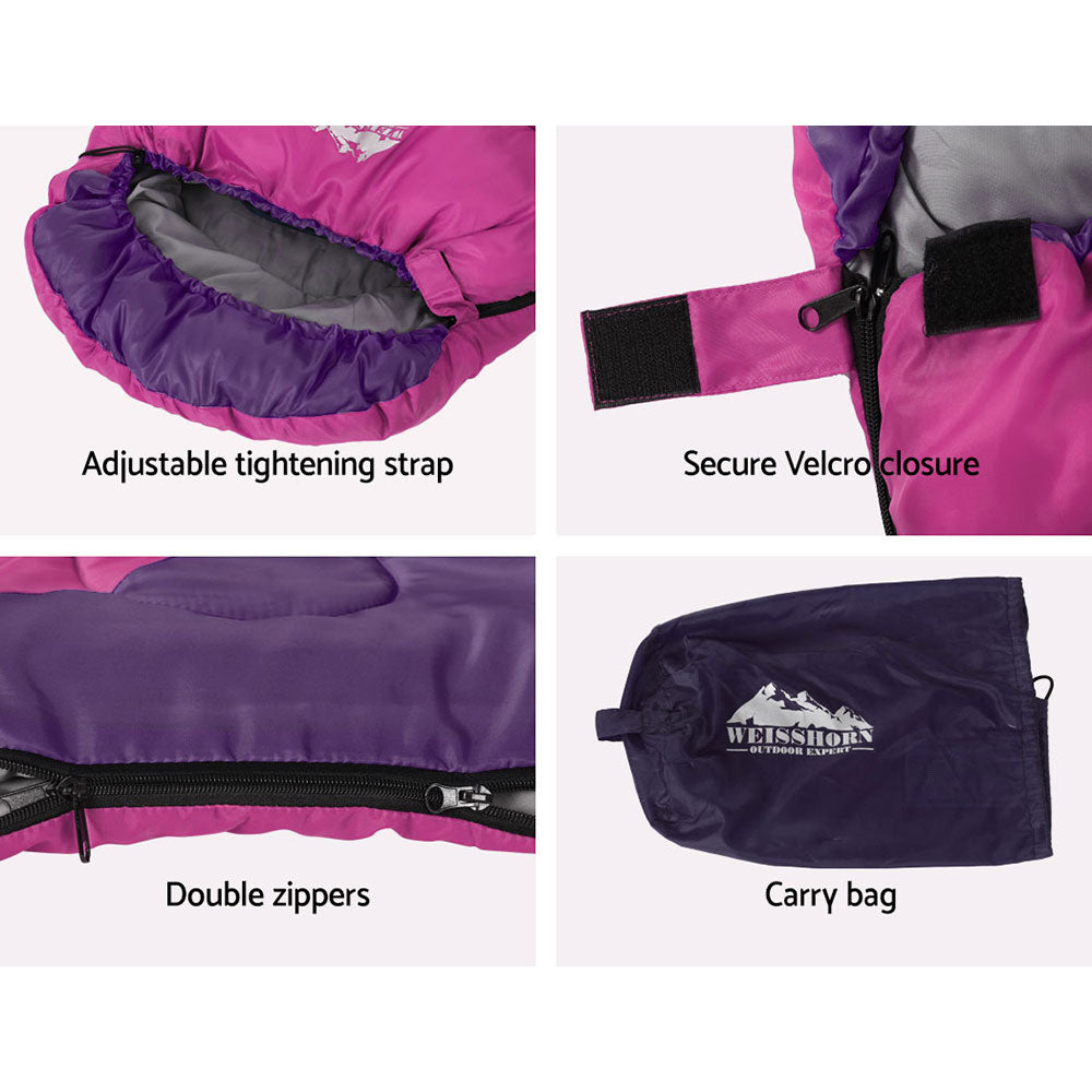 Weisshorn Kids Thermal Sleeping Bag, 172cm, Pink