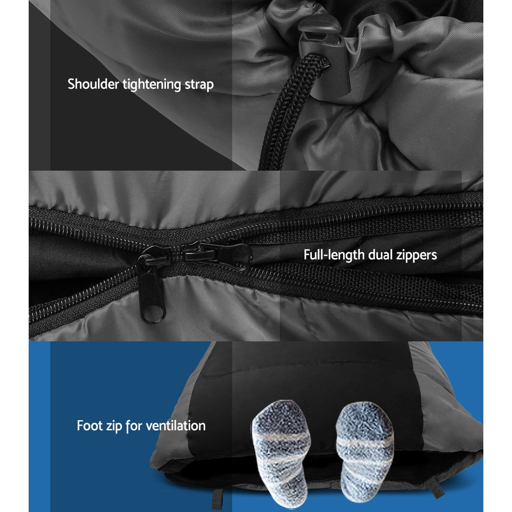 Weisshorn Thermal Sleeping Bag, -20°C to +10°C, Black