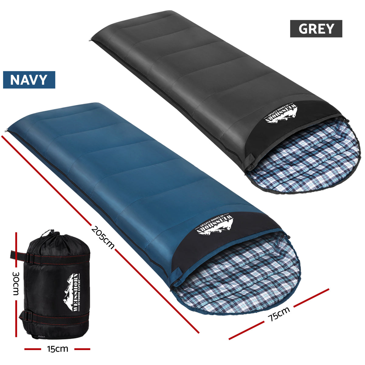 Weisshorn Sleeping Bag Set of 2, 0°C to 20°C, Single Adult Bags