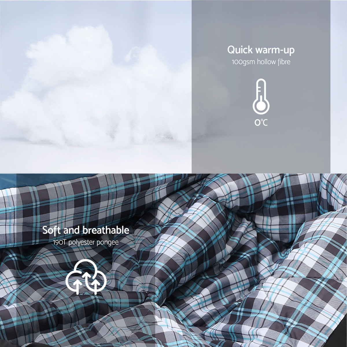 Weisshorn Sleeping Bag Set of 2, 0°C to 20°C, Single Adult Bags