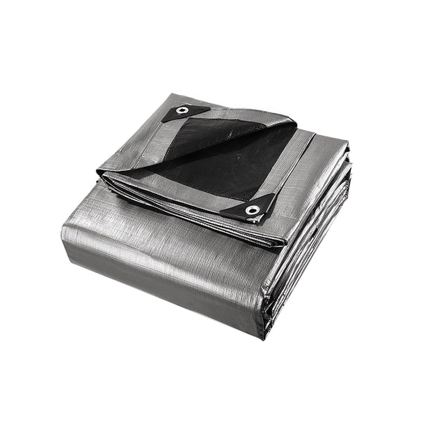 Instahut Heavy Duty Poly Tarp 3.6m x 7.3m - Silver/Black