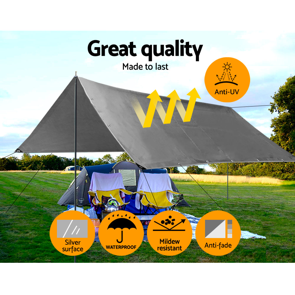 Instahut Heavy Duty Poly Tarp 6m x 7.3m - Silver/Black