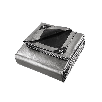 Instahut Heavy Duty Poly Tarp 6m x 9m - Silver/Black