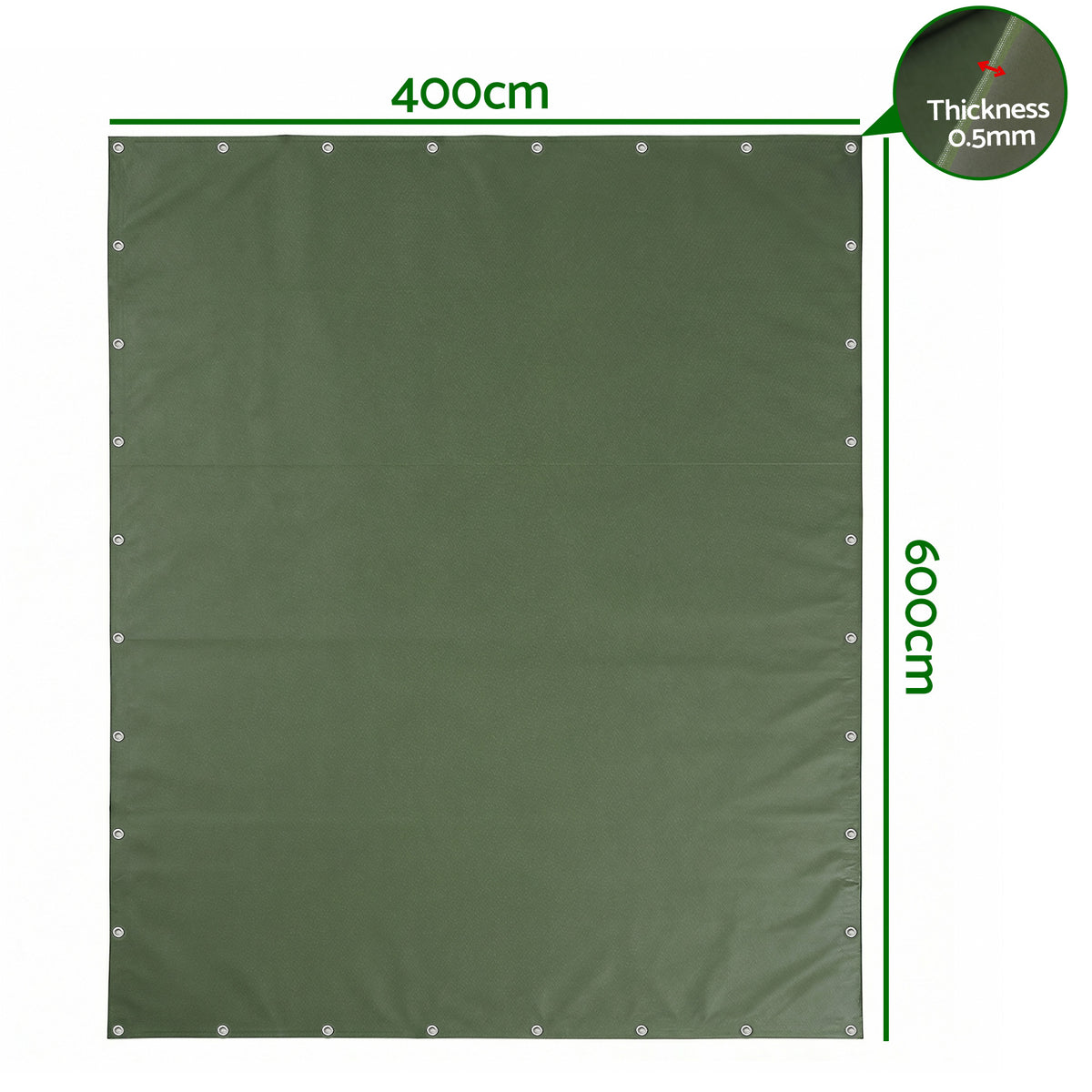 Instahut Heavy Duty Canvas Tarp 4m x 6m - 600GSM Green