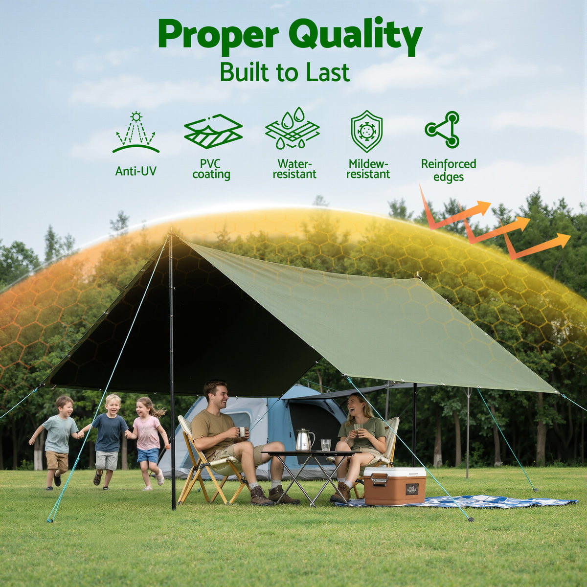 Instahut Heavy Duty Canvas Tarp 4m x 6m - 600GSM Green