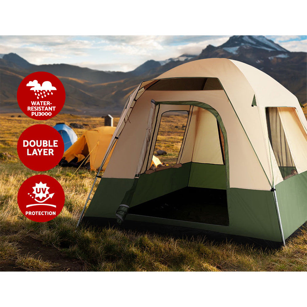 Weisshorn 4 Person Family Camping Tent with Vestibule, Green