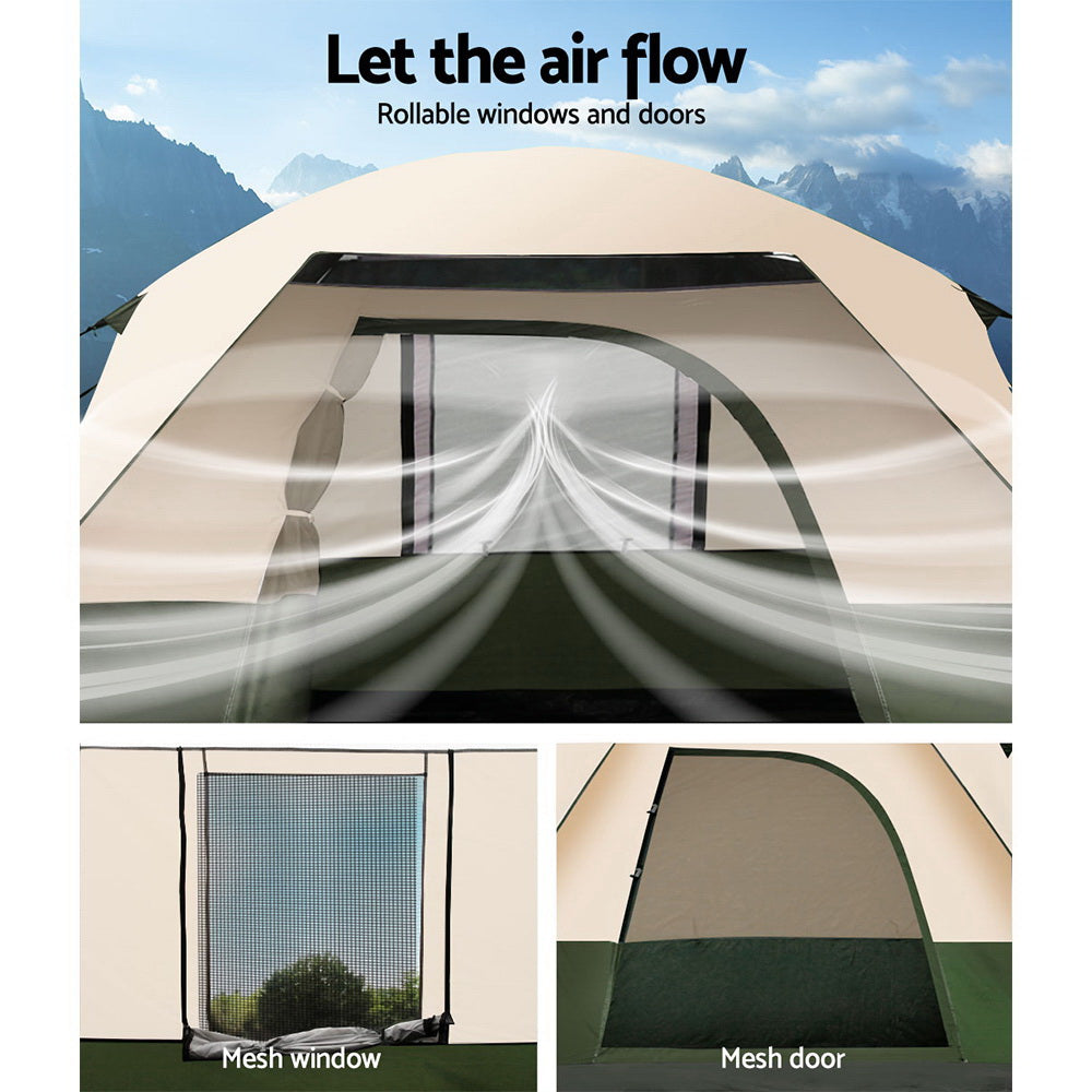 Weisshorn 4 Person Family Camping Tent with Vestibule, Green