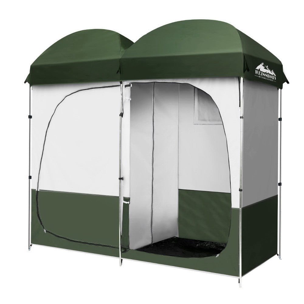 Weisshorn Camping Shower and Toilet Tent, Double, Green