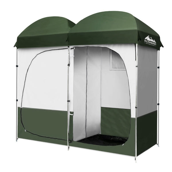Weisshorn Camping Shower and Toilet Tent, Double, Green