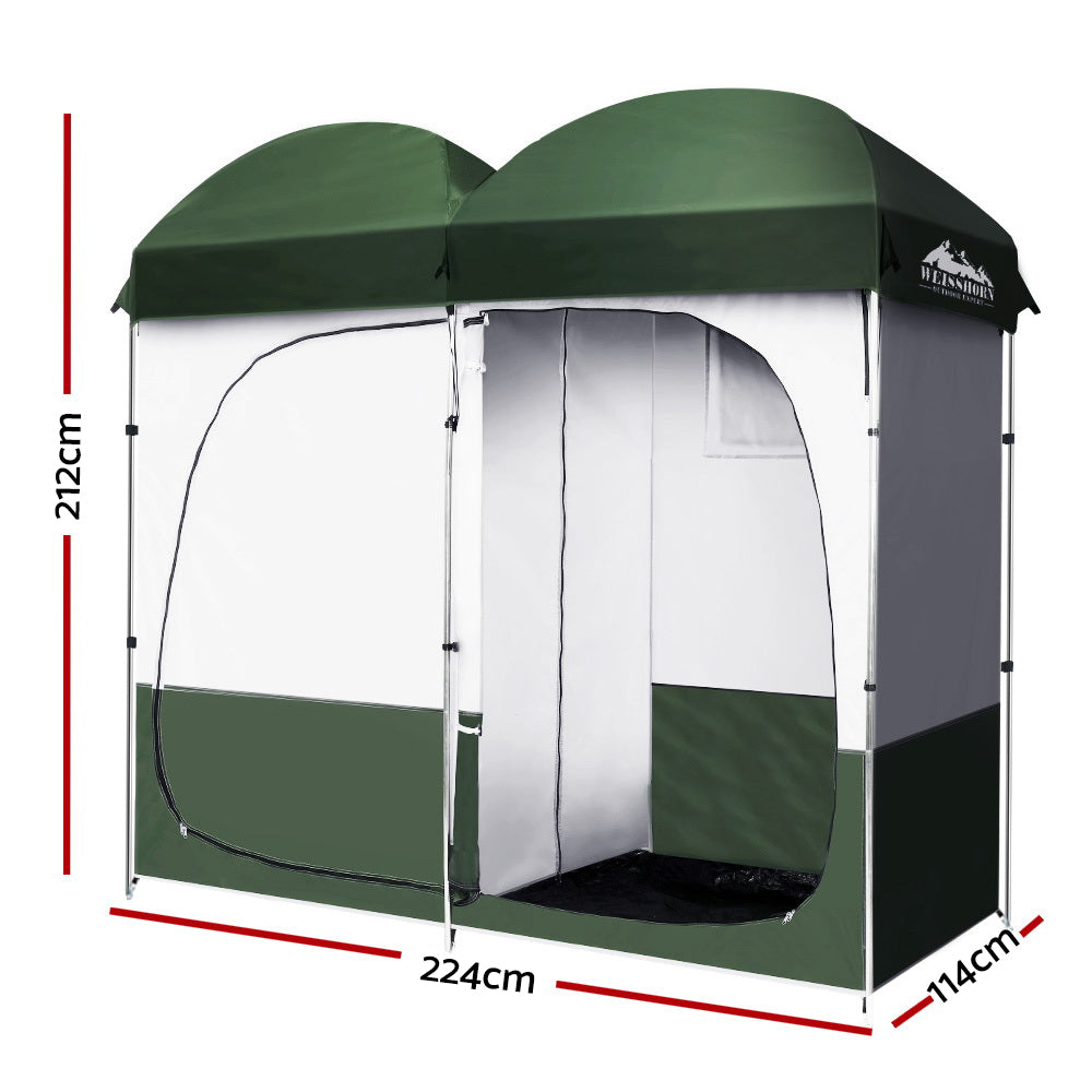 Weisshorn Camping Shower and Toilet Tent, Double, Green