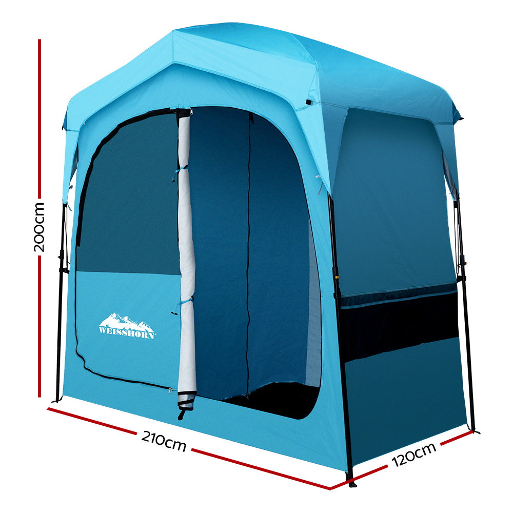 Weisshorn Fast Set-Up Shower and Toilet Tent, Double, Blue
