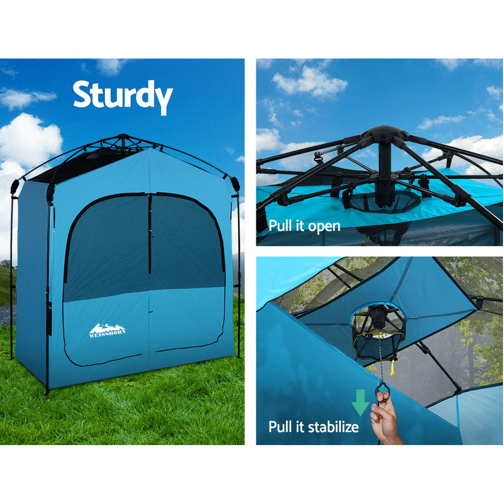Weisshorn Fast Set-Up Shower and Toilet Tent, Double, Blue