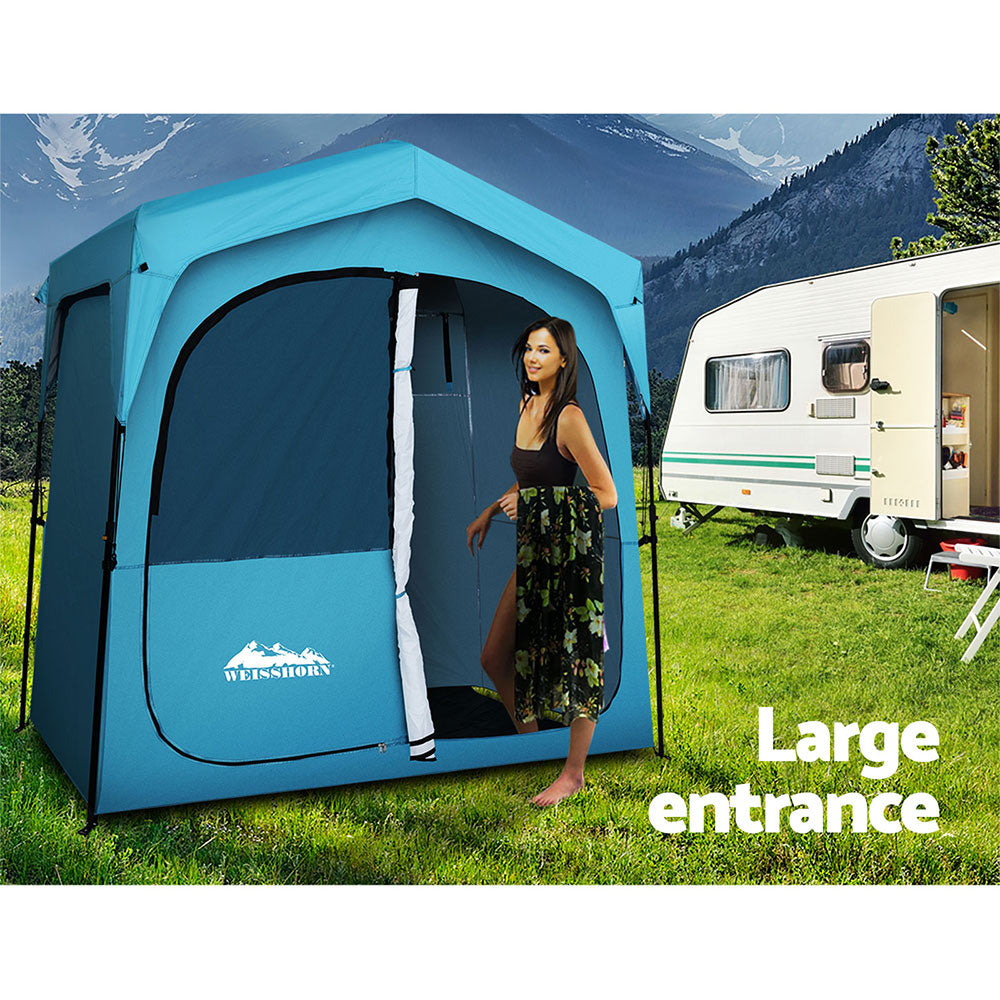 Weisshorn Fast Set-Up Shower and Toilet Tent, Double, Blue