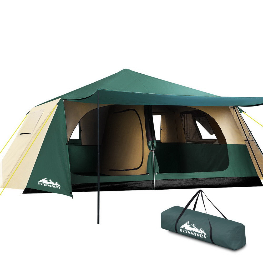 Weisshorn 8 Person Instant Up Dome Tent, 2 Rooms, Green