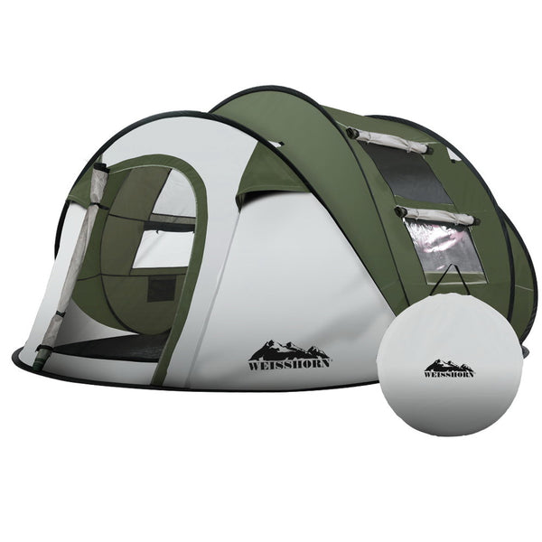 Weisshorn 4-5 Person Pop-Up Camping Tent, Green